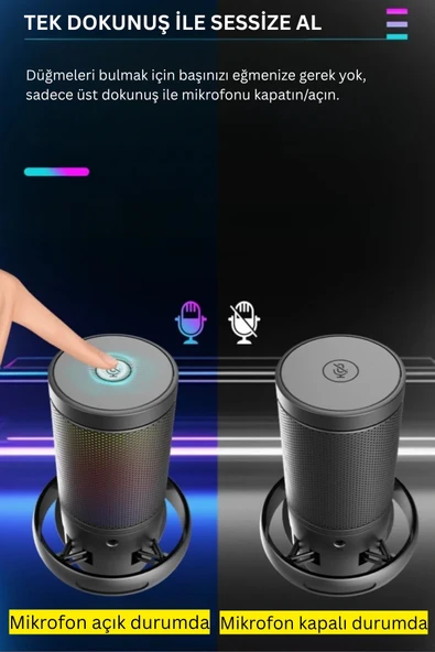 RGB Mikrofon Seti Stream sGaming Işıklı Mikrofon Ses Kayıt Cihazı - Resim 4
