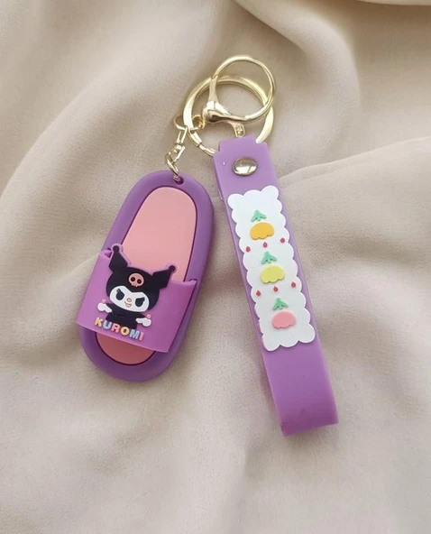 Silikon Anahtarlık Terlik Kuromi Karakter Figür Çanta Süsü Oyuncak - Resim 3