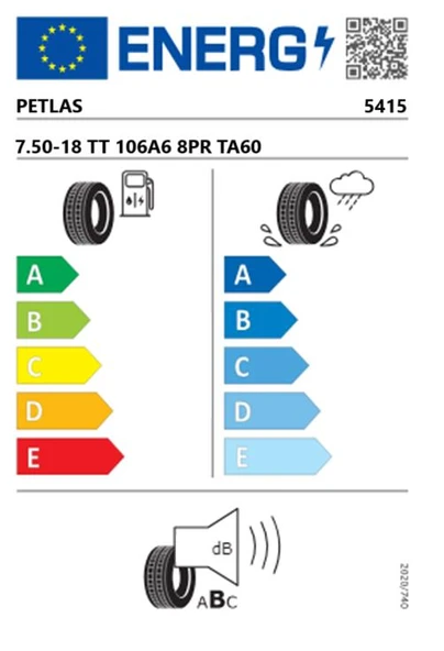 Petlas 7.50 -18 TT 106A6 TA60 Traktör Lastiği (Üretim Tarihi:2025) - Resim 2