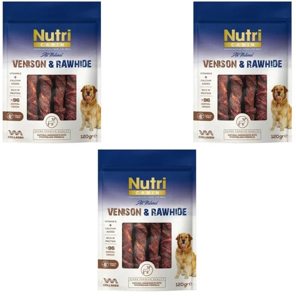 Nutri Canin Rawhide Geyik Eti Sargılı Kemik Köpek Ödülü 120 Gr x 3 Adet ürün görseli 1
