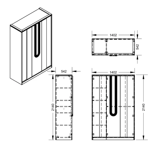 Gardırop, Megan 3 Kapaklı Dolap - Resim 5