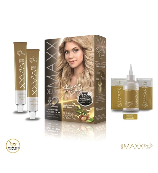 MAXX DELUXE BEAUTY EXPERT 9.00 Yoğun Sarı Set Boya - Resim 2