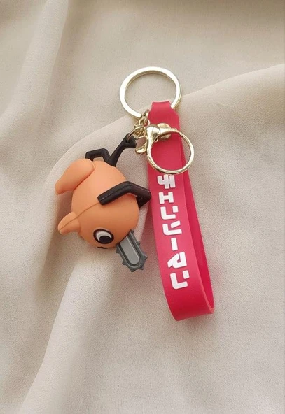 Silikon Anahtarlık Chainsaw Man Pochita Karakter Figür Çanta Süsü Oyuncak - Resim 3