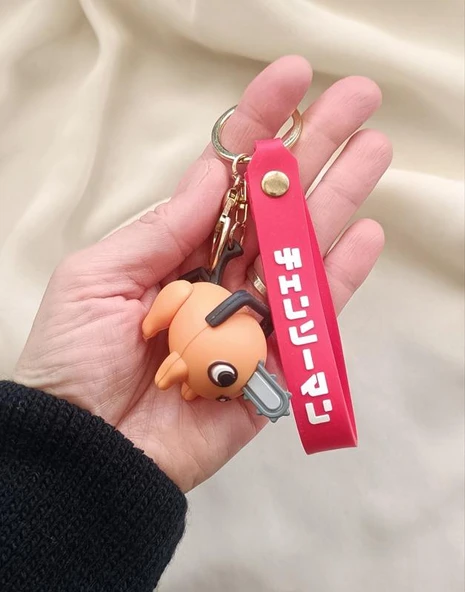 Silikon Anahtarlık Chainsaw Man Pochita Karakter Figür Çanta Süsü Oyuncak - Resim 2