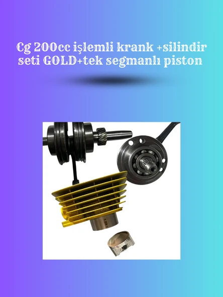 CG 200cc İşlemli Krank ve GOLD Silindir Seti – Tek Segmanlı Pistonlu Komple Üst-Alt Motor Kiti ürün görseli 1