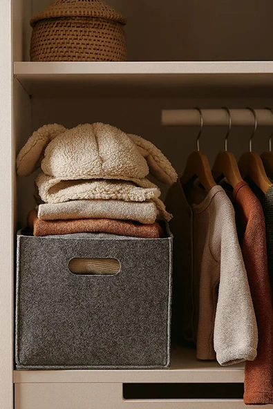 Çok Amaçlı Kullanım Keçe Organizer Dolap İçi Düzenleyici Saklama Kutusu - Resim 3