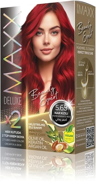 MAXX DELUXE BEAUTY EXPERT 5.65 Nar Kızılı Set Boya - Resim 2
