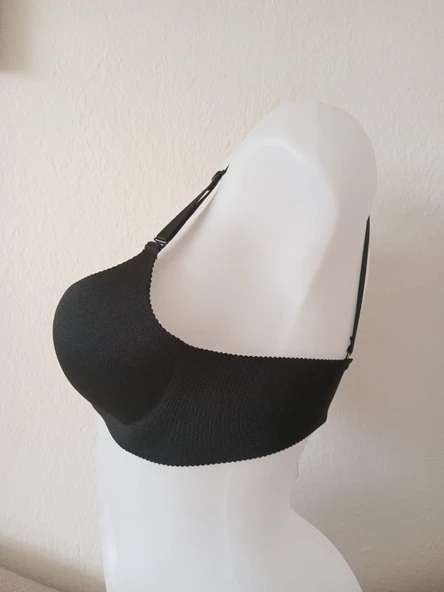 Kadın Siyah Push Up Destekli Double Dolgulu Balenli Sütyen ürün görseli 1