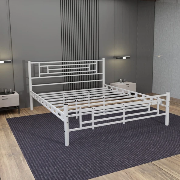 Manolya Çift Kişilik 150x200 cm Metal Karyola A Kalite, Ses Çıkarmaz ,Ölçülü Model Karyola Beyaz 1642-b ürün görseli 1