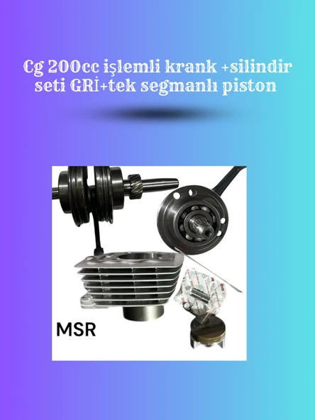 CG 200cc İşlemli Krank ve Gri Silindir Seti – Tek Segmanlı Pistonlu Motor Kiti ürün görseli 1