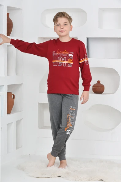 Erkek Çocuk Baskılı %100 Pamuk İnterlok Kumaş Pijama Takımı 12446 ürün görseli 1