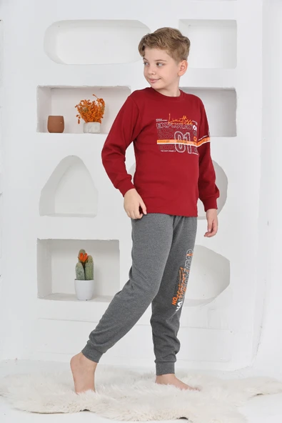 Erkek Çocuk Baskılı %100 Pamuk İnterlok Kumaş Pijama Takımı 12446 - Resim 10