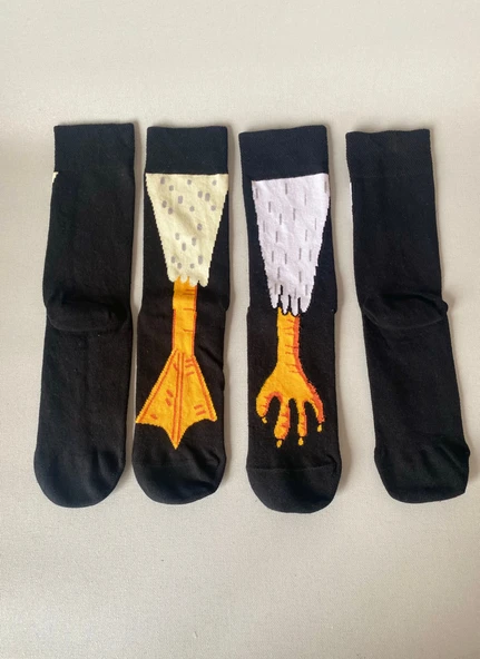 2’li Kuş Ayağı Desenli Unisex Soket Çorap Seti – Ördek & Kuş Pençesi Tasarım (1 Çift + 1 Çift) - Resim 4