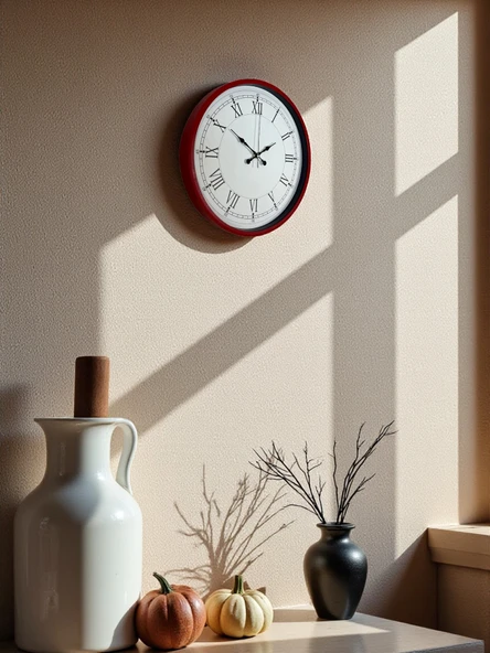 Zentime 36 Cm Kırmızı Dekoratif Duvar Saati - Resim 3