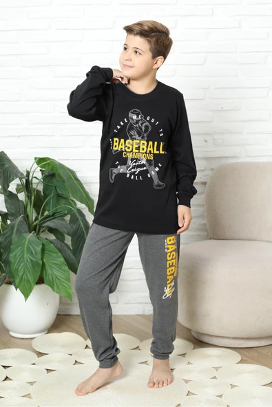 Erkek Çocuk Pijama Takımı %100 Pamuk İnterlok Kumaş 12447 - Resim 5