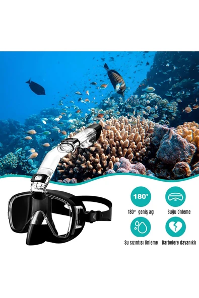 HPYTECH Şnorkel Seti-Yumuşak Silikon,Kamera Uyumlu Dalış Maske, Su Sızdırmaz  (Mavi) - Resim 3