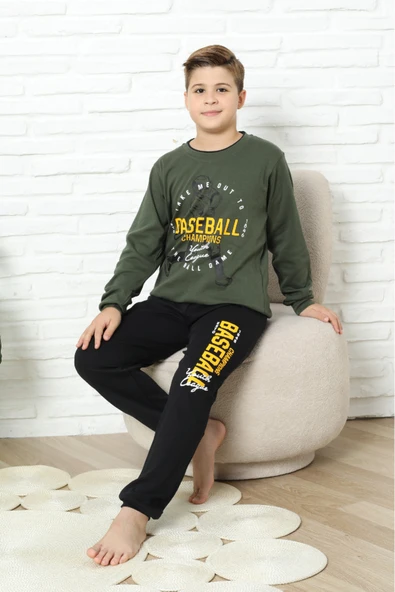Erkek Çocuk Pijama Takımı %100 Pamuk İnterlok Kumaş 12447 - Resim 2