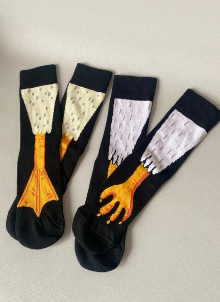 2’li Kuş Ayağı Desenli Unisex Soket Çorap Seti – Ördek & Kuş Pençesi Tasarım (1 Çift + 1 Çift) - Resim 2