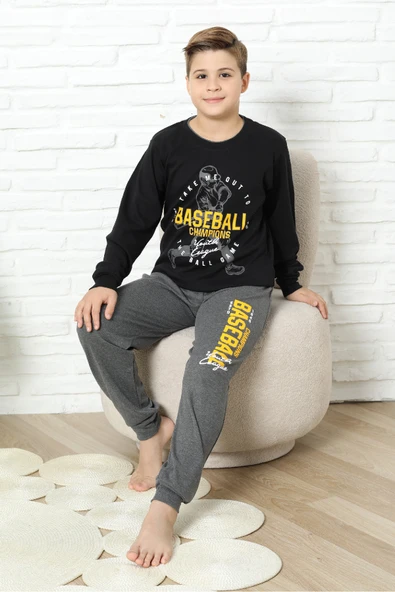 Erkek Çocuk Pijama Takımı %100 Pamuk İnterlok Kumaş 12447 ürün görseli 1