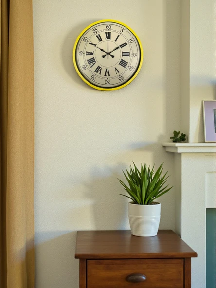 Zentime 36 Cm Sarı Dekoratif Duvar Saati ürün görseli 1