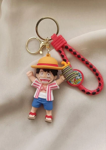 Silikon Anahtarlık One Piece Monkey D. Luffy Karakter Figür Çanta Süsü Oyuncak - Resim 4