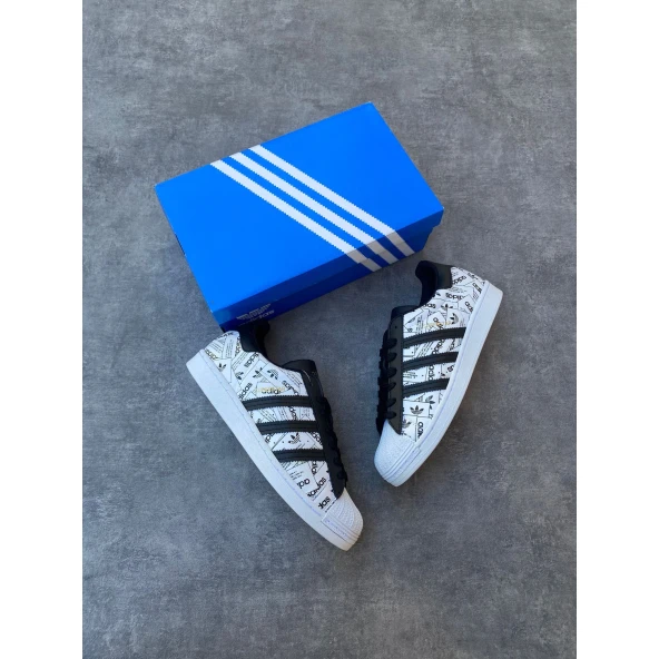 ADİDAS SÜPER STAR DERİ METERYAL BEYAZ GAZETE SS004 ürün görseli 1