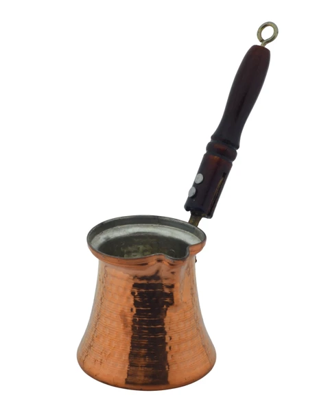 SÖZEN İşlemeli Ahşap Saplı El Yapımı Dekoratif Bakır Cezve - Resim 5