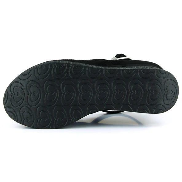 Erkan Saçmacı Tushar Siyah Süet Yuvarlak Burun Bantlı Gizli Dolgu Topuklu Günlük Ayakkabı - Resim 7