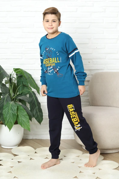 Erkek Çocuk Pijama Takımı %100 Pamuk İnterlok Kumaş 12447 - Resim 9