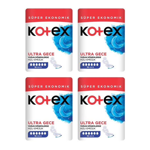 Kotex Ultra Gece 16 lı Ped x 4 Adet ürün görseli 1