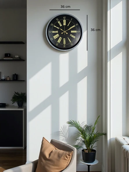 Zentime 36 Cm Gri Dekoratif Duvar Saati - Resim 5