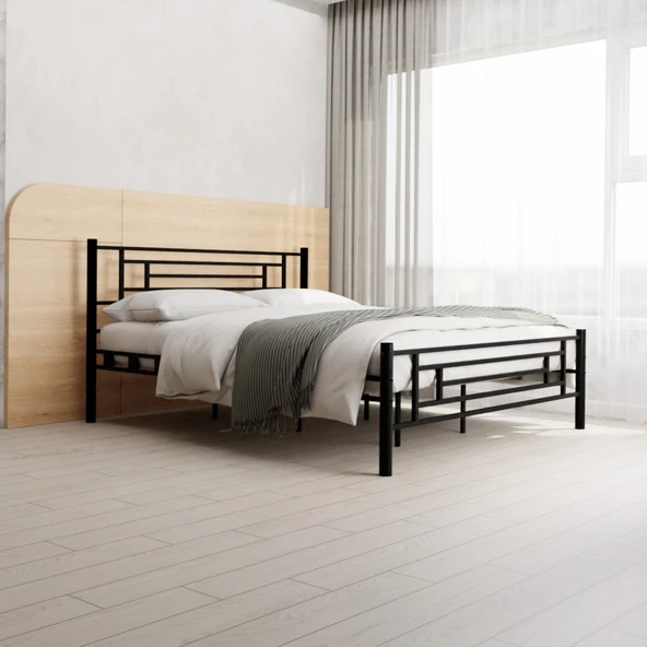 Manolya Çift Kişilik 140x190 cm Metal Karyola A Kalite, Ses Çıkarmaz ,Ölçülü Model Karyola Siyah 1643-a - Resim 2