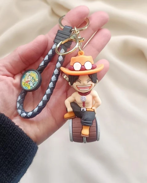 Silikon Anahtarlık One Piece Portgas D. Ace Karakter Figür Çanta Süsü Oyuncak - Resim 2