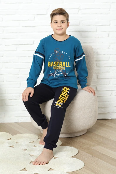 Erkek Çocuk Pijama Takımı %100 Pamuk İnterlok Kumaş 12447 - Resim 10