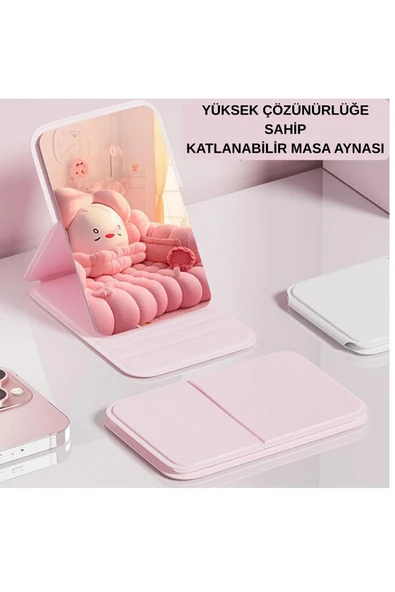 HPYTECH Taşınabilir Katlanabilir Mini Makyaj Aynası–Masaüstü & Çanta &Cep Boy Kompakt Seyahat Aynası - Resim 8