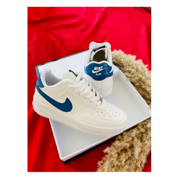 Nike AirForce-1 Beyaz-Mavi Günlük Ayakkabı ürün görseli 1