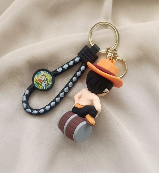 Silikon Anahtarlık One Piece Portgas D. Ace Karakter Figür Çanta Süsü Oyuncak - Resim 3