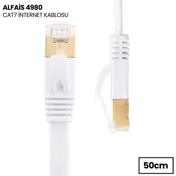 4980 Cat7 Ethernet Rj45 Modem Internet Kablosu 0.5 Metre 10gbps 600mhz ürün görseli 1