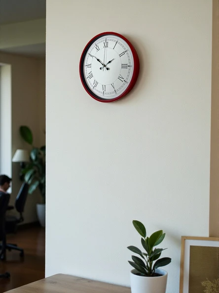 Zentime 36 Cm Kırmızı Dekoratif Duvar Saati - Resim 4