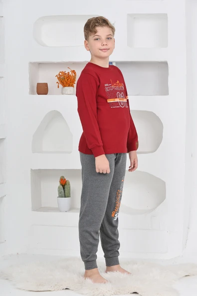 Erkek Çocuk Baskılı %100 Pamuk İnterlok Kumaş Pijama Takımı 12446 - Resim 11