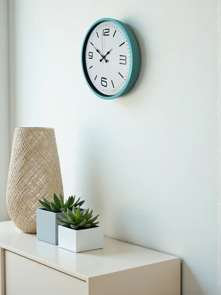 Zentime 36 Cm Turkuaz Dekoratif Duvar Saati - Resim 3