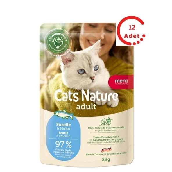 Mera Cats Nature Alabalıklı Yetişkin Kedi Yaş Maması 85 Gr x 12 Adet ürün görseli 1