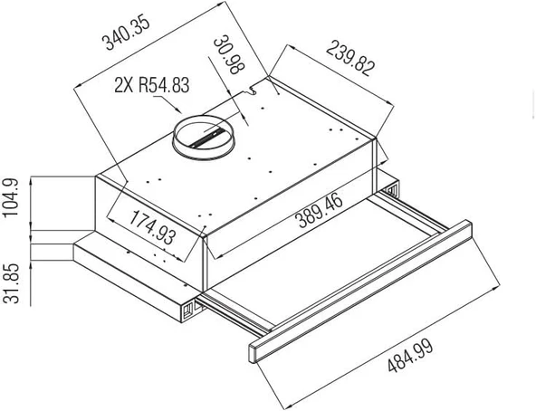 Hibsan İnox Aspiratör +2mt Aspiratör Borusu - Resim 3