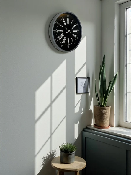 Zentime 36 Cm Gri Dekoratif Duvar Saati - Resim 3