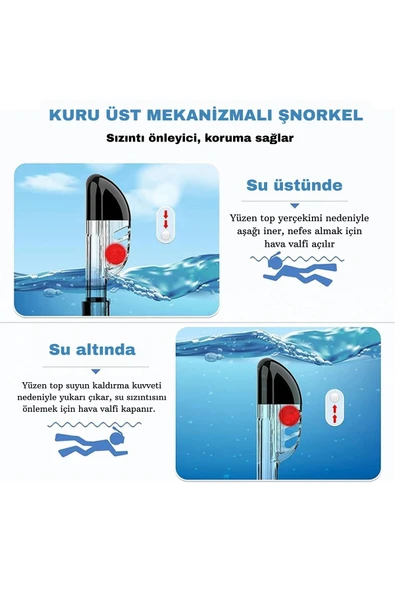 HPYTECH Şnorkel Seti-Yumuşak Silikon,Kamera Uyumlu Dalış Maske, Su Sızdırmaz  (Mavi) - Resim 6