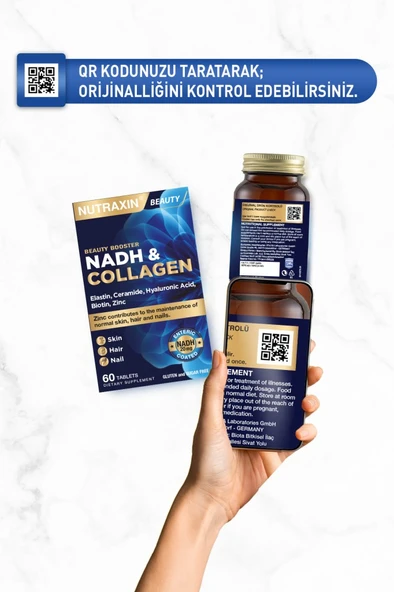 Nutraxin Nadh Collagen 60 Tablet Tip1 Tip3 Hyaluronik Asit, Elastin, Seramid, Resveratrol Glutatyon - Resim 3