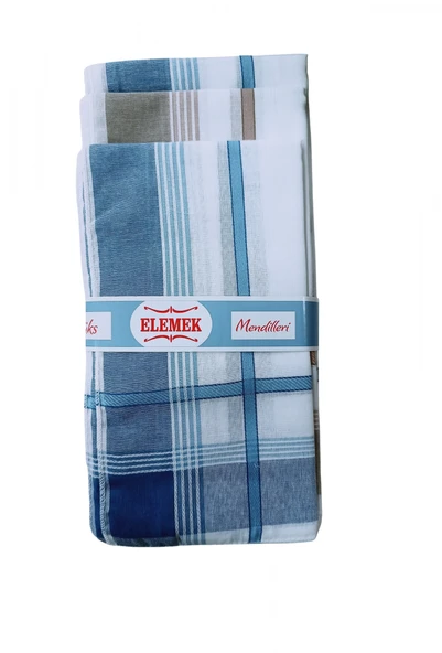 Elemek Erkek Çizgili Mendil 12 adet 39x39 cm ürün görseli 1