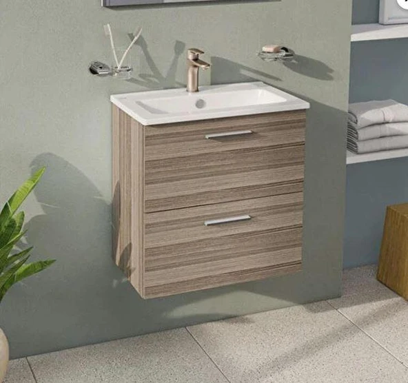 mia 60 cm cordoba çekmeceli alt banyo dolabı +lavabo ürün görseli 1