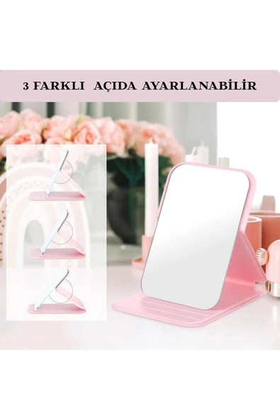 HPYTECH Taşınabilir Katlanabilir Mini Makyaj Aynası–Masaüstü & Çanta &Cep Boy Kompakt Seyahat Aynası - Resim 6