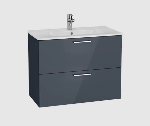 Mia 60 cm Antrasit Çekmeceli alt banyo dolabı + lavabo - Resim 2